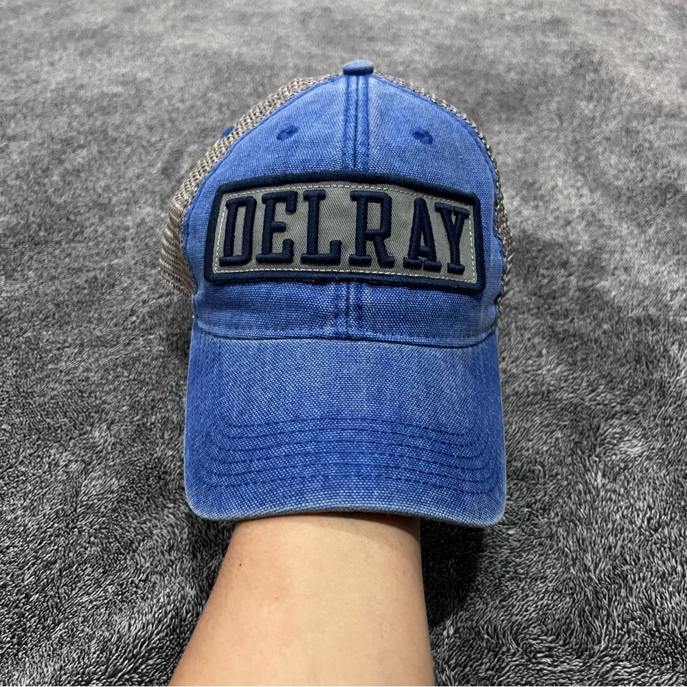 Legacy Delray Patch Baseball Hat Cap Mesh Trucker Blue Snapback  unisex